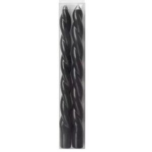 New Black Twisted Unscented Candles 10 inches Set Of 2 Candles